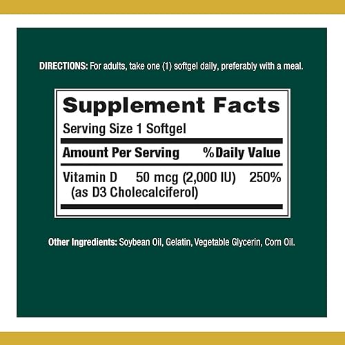 Vista 19 de Vitamina D de Nature's Bounty, apoya la salud inmunológica y la salud ósea, 2000 IU vitamina D3, 150 cápsulas blandas