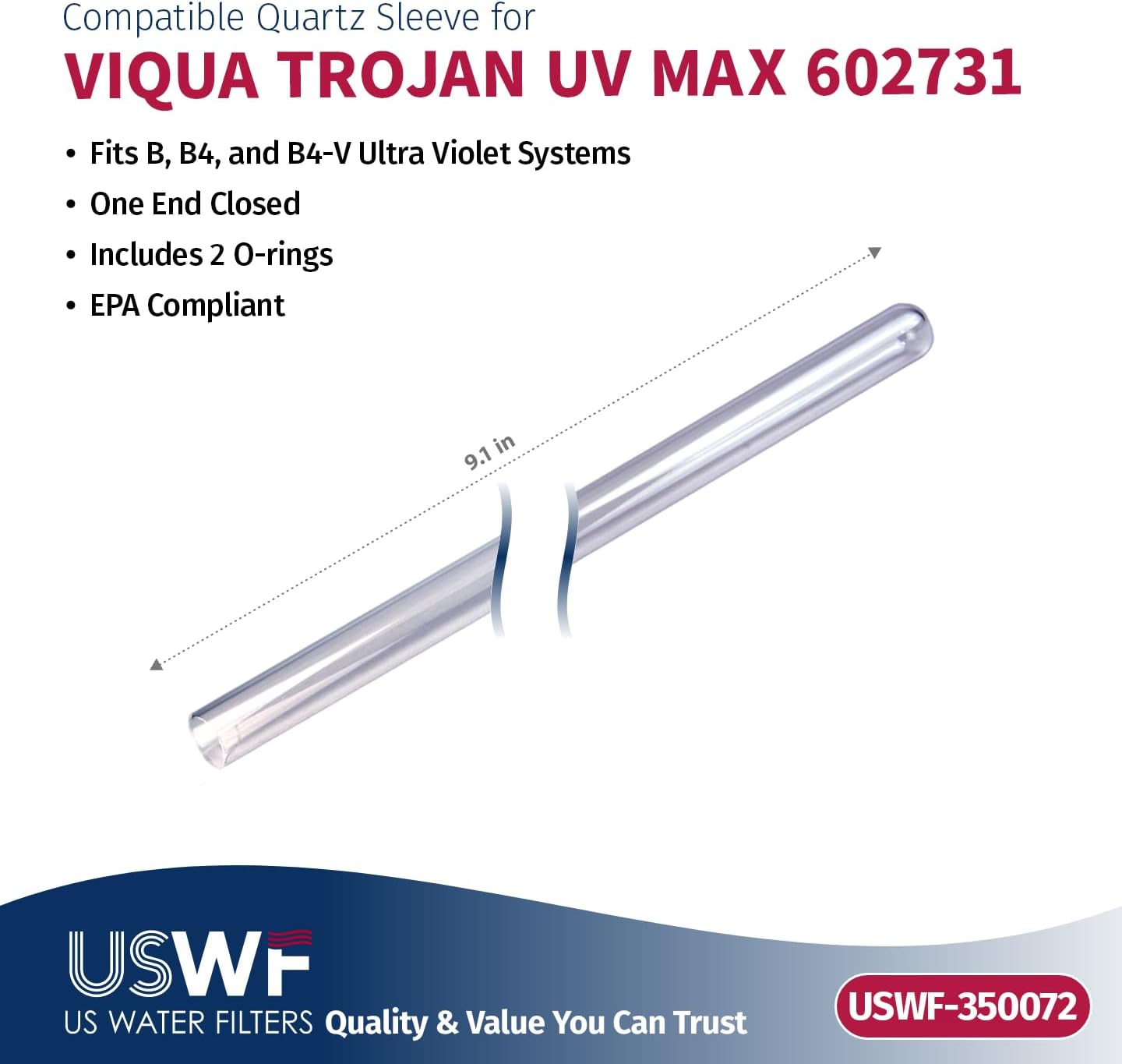 602810-101 Replacement UV Lamp/Sleeve | Fits the VIQUA B/B4/B4-V Series UV Systems | Made in the USA, US Water Filters