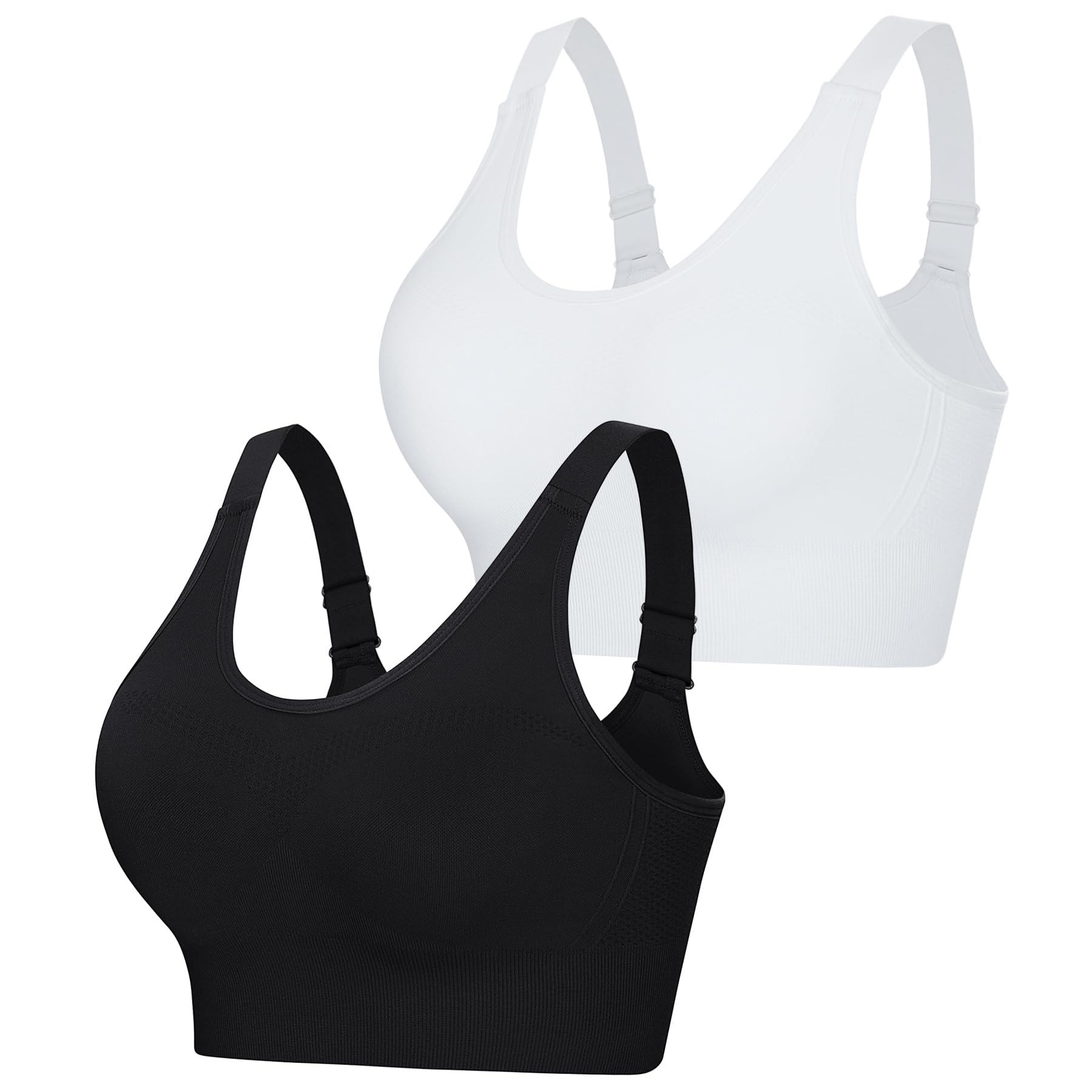 Leversic Sport-BH Damen Breite Verstellbare Träger Sports Bra Push-Up Hoher Halt Ohne Bügel Ideal für Laufen Fitness Training S-XXL