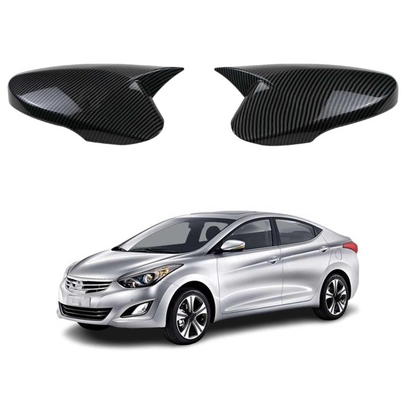 PAPEP Door Mirror Cover Caps for Hyundai Elantra 2012-2016, Left Right Side Wing Rearview Mirror Cover Lid 2 Pieces Exterior Styling Accessory,Carbon fiber texture