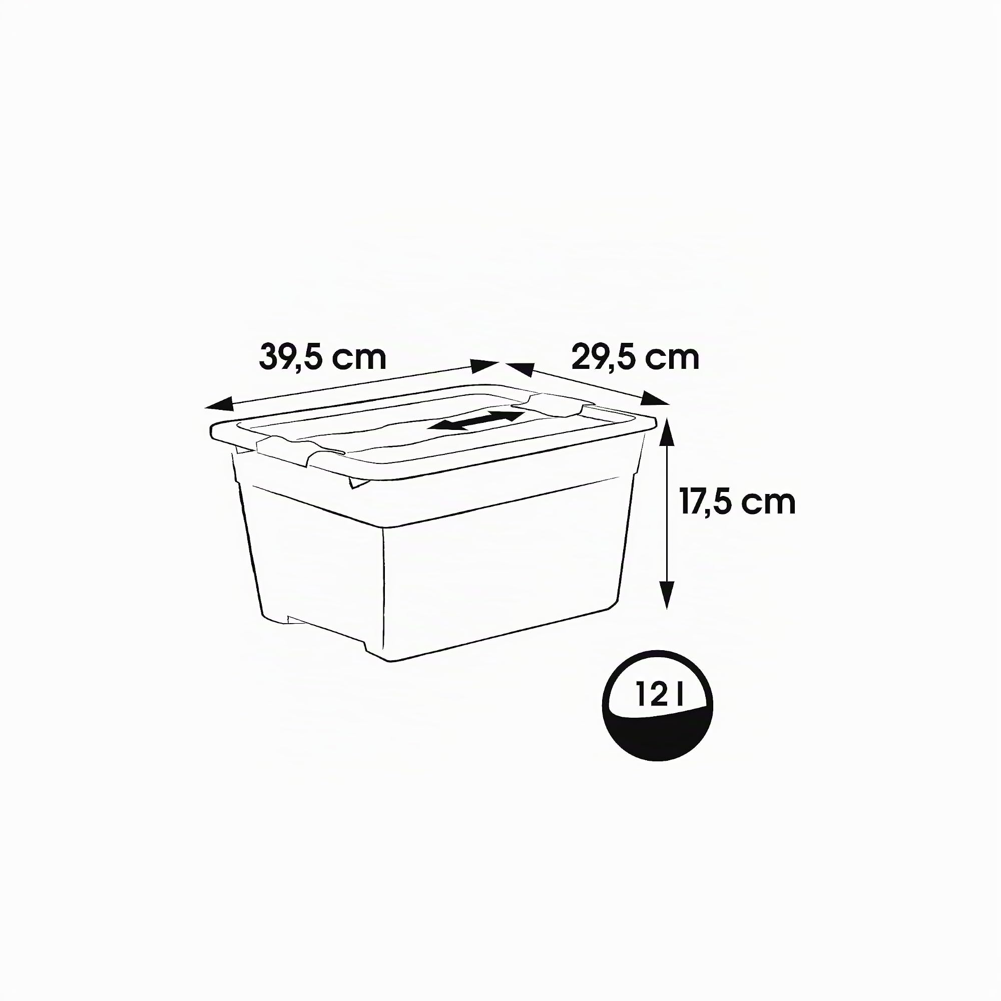 keeeper - Contenedor de Transporte con Tapa y Cierre Deslizante, Extra Robusta, 39.5 x 29.5 x 17.5 cm, 12 l, Eckhart, Gris Grafito