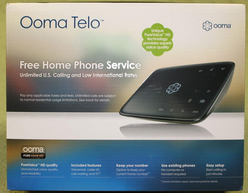 Ooma Telo 100-0210-100 with Bluetooth VoIP Phone and Device