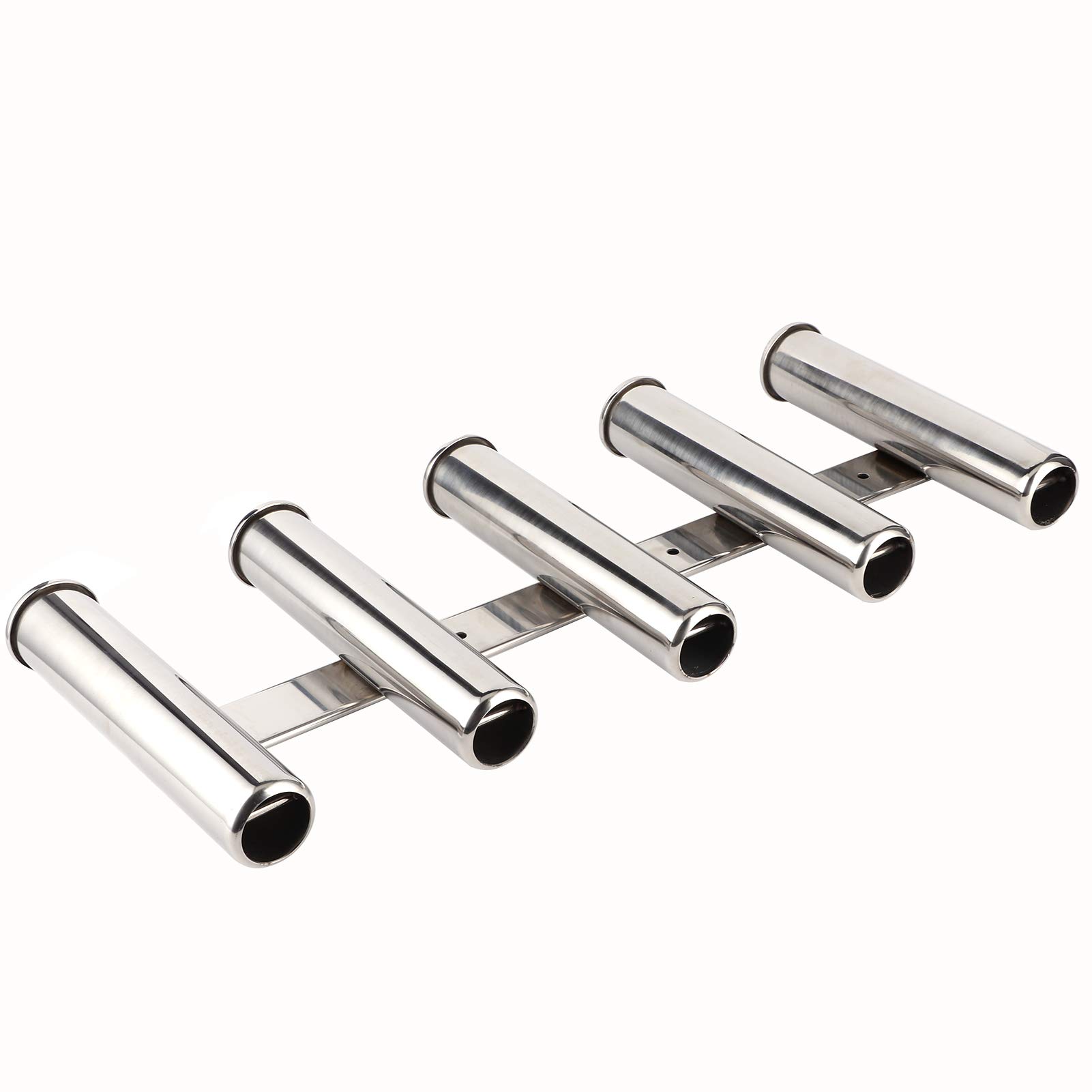 Akozon Support de canne à pêche 5 Tubes, matériel Standard en acier inoxydable 304 pour bateau marin Yacht RV