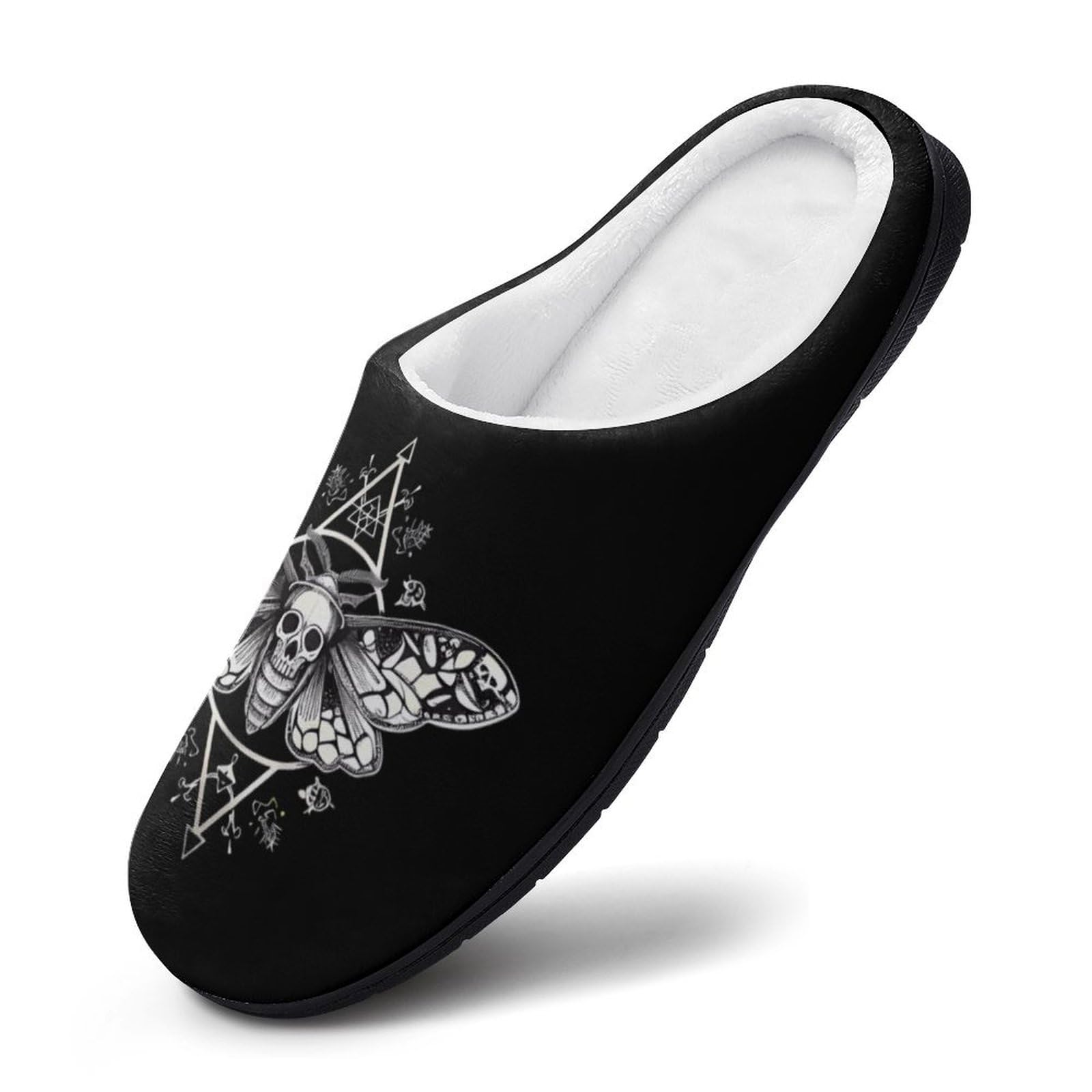 Surreal Death Moth Printed Men's Cotton Slipper Shoes Soft Anti-Skid Sole Home Shoe for House Indoor Outdoor