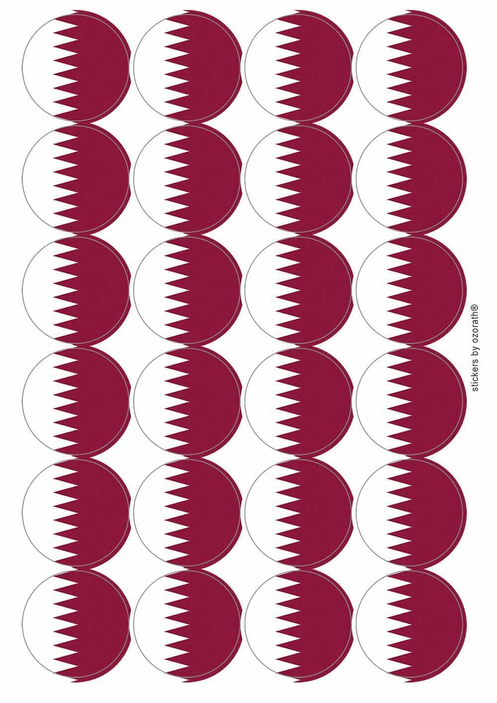 Qatar National Flag Circular Matt Paper Stickers A4 Sheet of 24 (Each Sticker is 45mm Diameter)