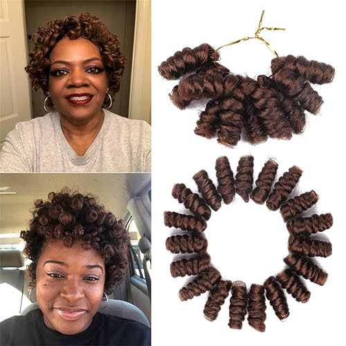 3 paquetes de extensiones de cabello sintético Kenzie Curl de ganchillo, trenzas cortas de ganchillo trenzado, rizos con espiral de rebote