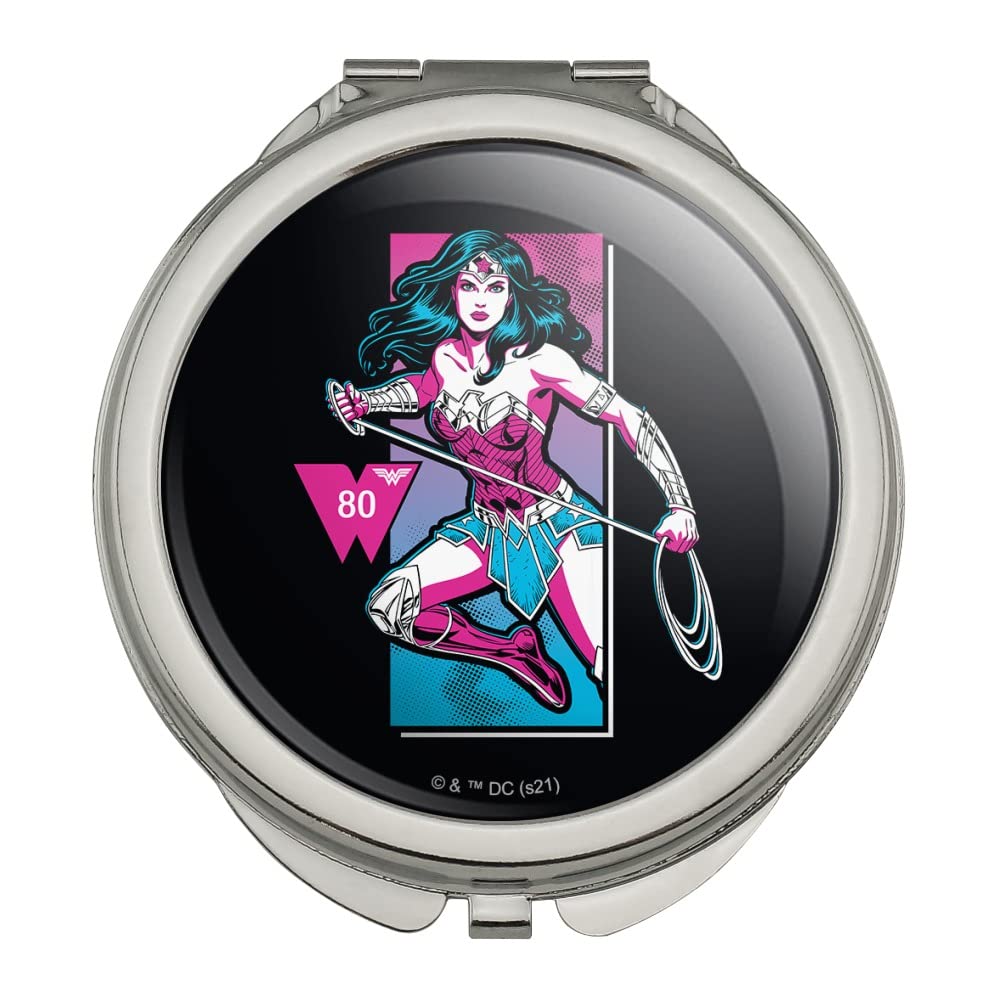 GRAPHICS & MORE Wonder Woman 80th Pop Compact Travel Purse Handbag Makeup Mirror