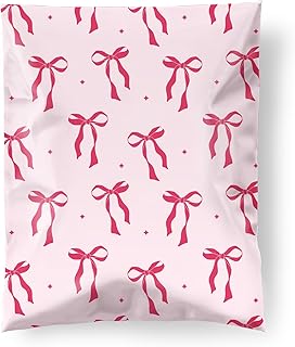 Fuxury Poly Mailers 14.5x19 Inch 50Pcs Shipping Bags for Clothing Strong Adhesive Shipping Envelopes for Small Business Self Seal Poly Bag Mailing Envelopes Pink Bows