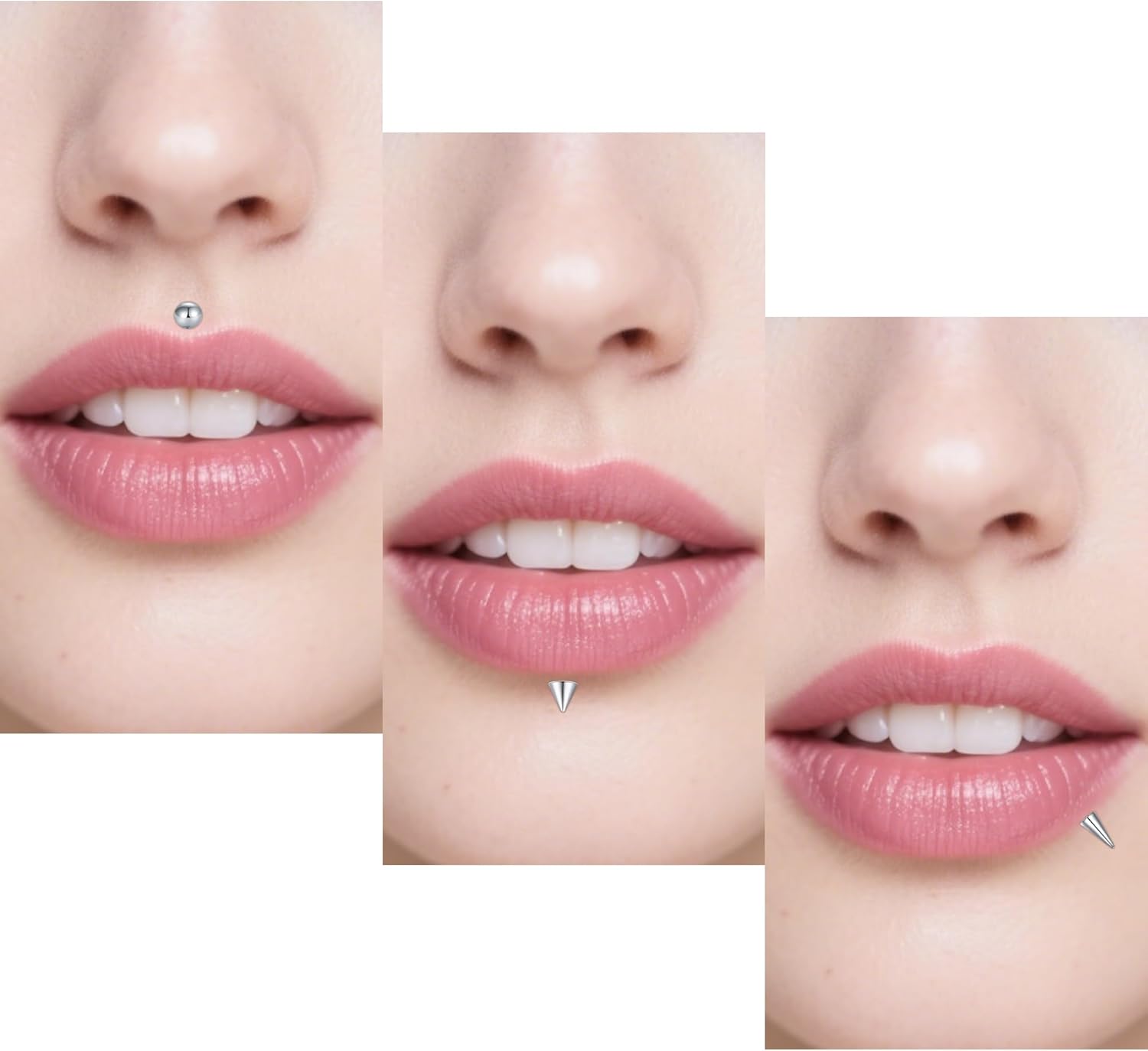 Zolure 16G Medusa Piercing Jewelry Lip Rings Labret Snake Bite Jewelry Stainless Steel Flat Back Catilage Tragus Helix Daith Earrings Studs 6mm 8mm 10mm - Image 4