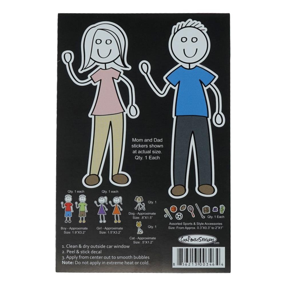 Family Car Stickers and Decals 18 Piece DIY Sticker Kit, Multicolor