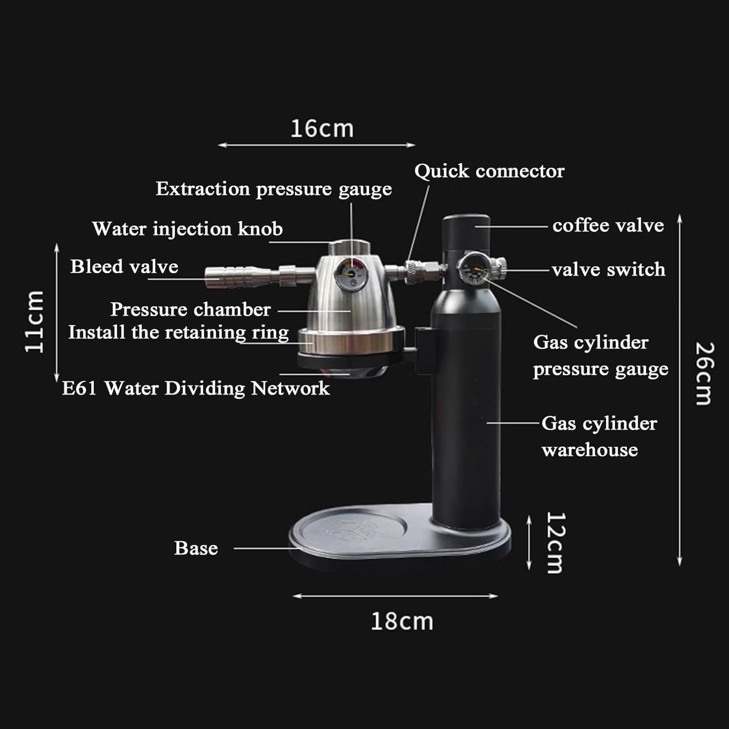 Cafetera de mano portátil, cafetera de presión variable con soporte y válvula reductora de presión, capacidad de 100 ml para camping y viajes