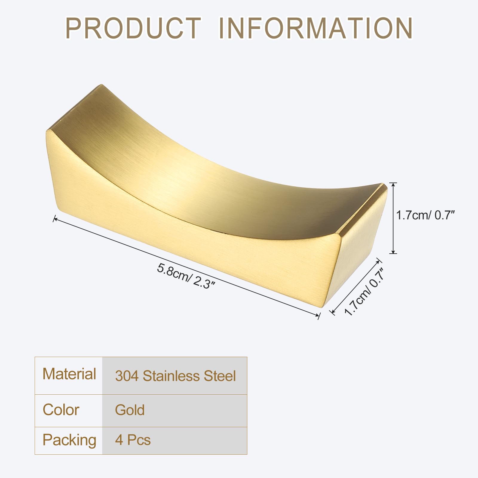 uxcell Lot de 8 supports de baguettes en acier inoxydable 304 de forme incurvée pour plan de travail, baguettes, fourchettes, couteaux, décoration de table, doré