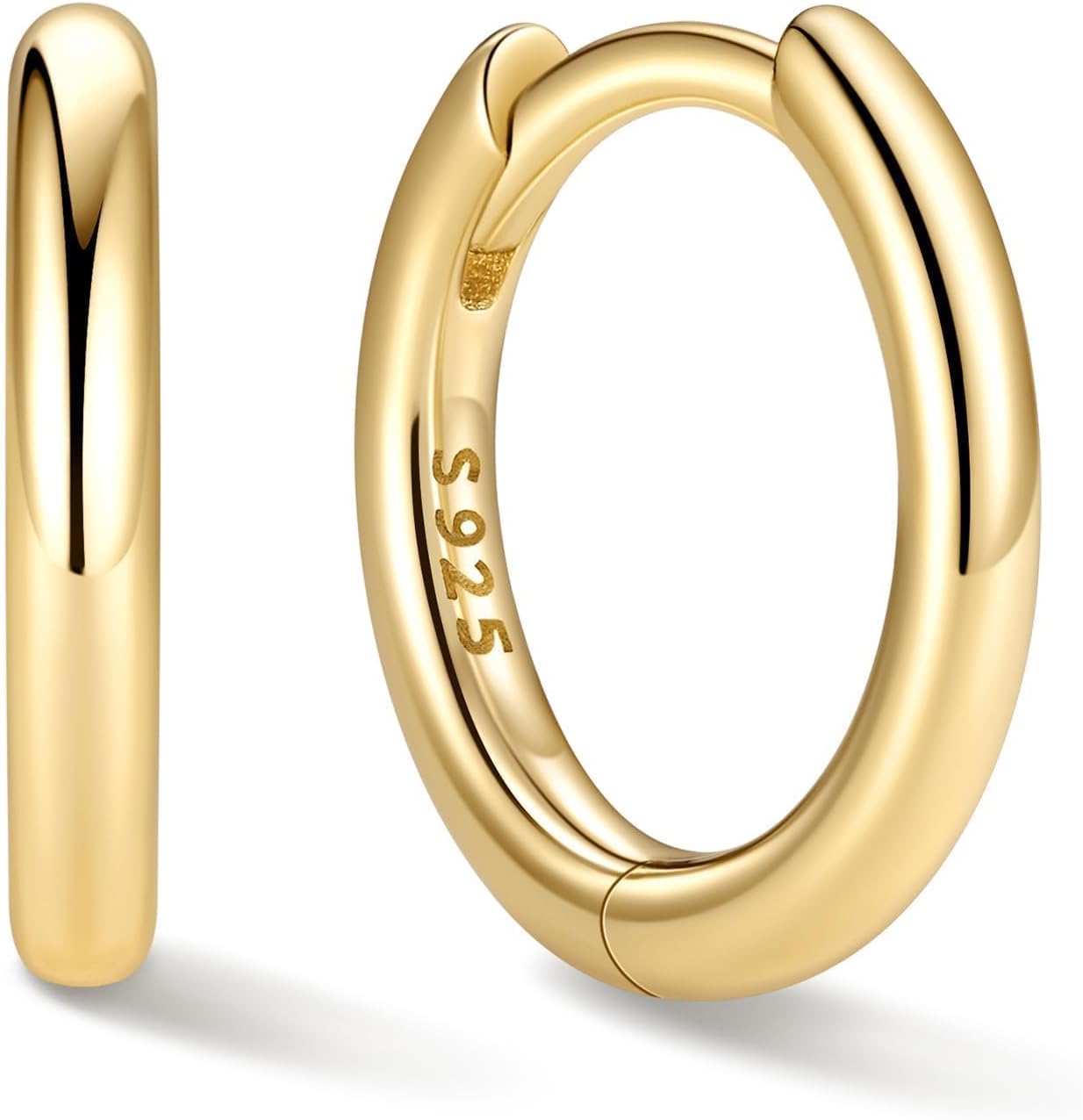 ChicSilver Sterling Silver Hoop Earrings for Women Hypoallergenic 925 Sterling Silver Huggie Earrings for Women Dainty Earring (8/10/12/14/16/18/20MM)