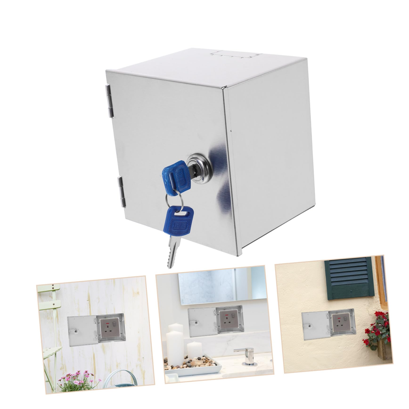 Caja Protectora Para Enchufes De Exterior De Acero Inoxidable Resistente La Intemperie Con Cerradura Antirrobo Cubierta Para Caja Eléctrica Seguridad Infantil y Uso Versátil Interi