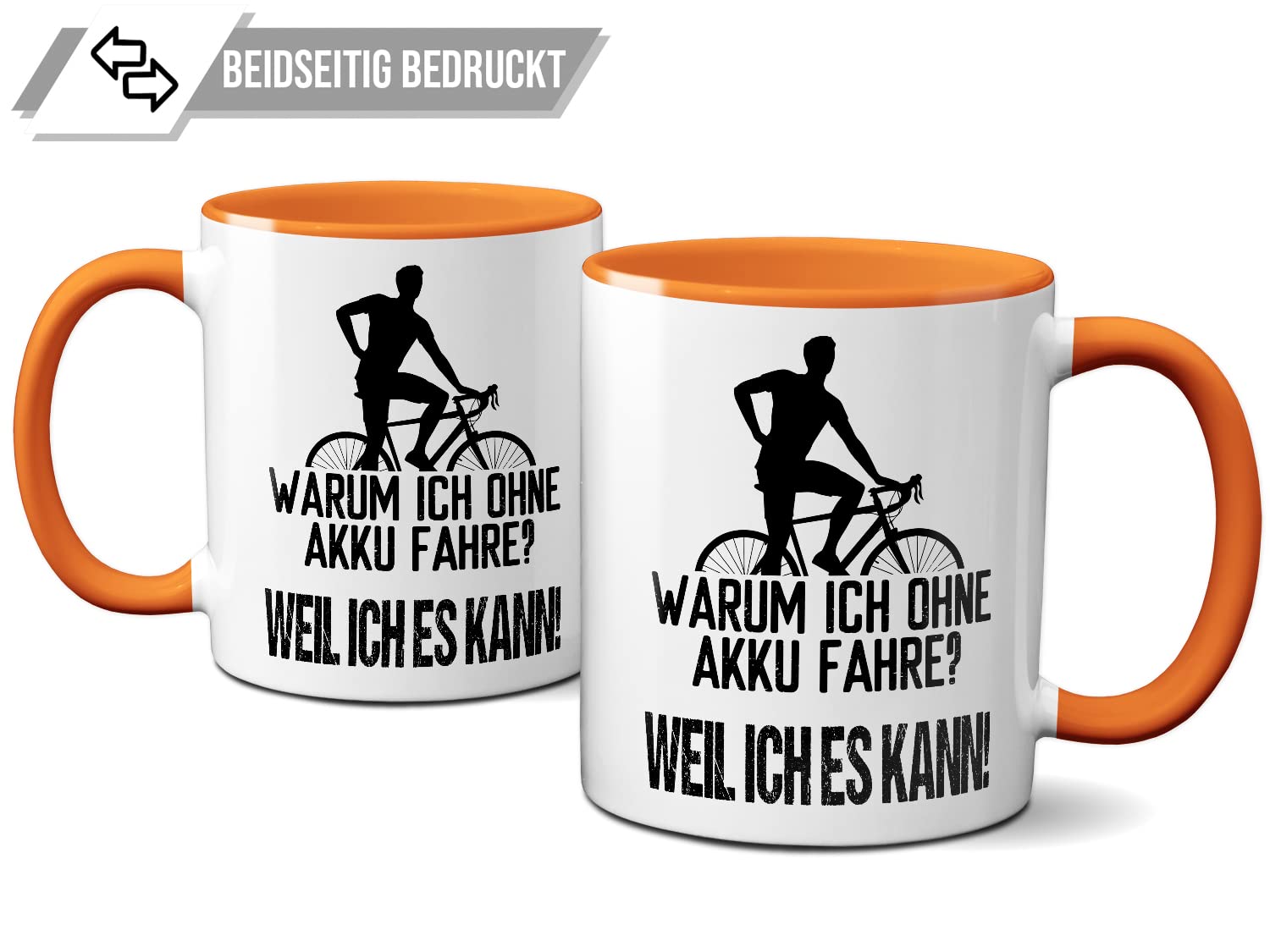OM3 Emaille-Tasse Mit Fahrrad-Spruch – 300 Ml, Beidseitig Bedruckt, Spülmaschinenfest, Made In Germany