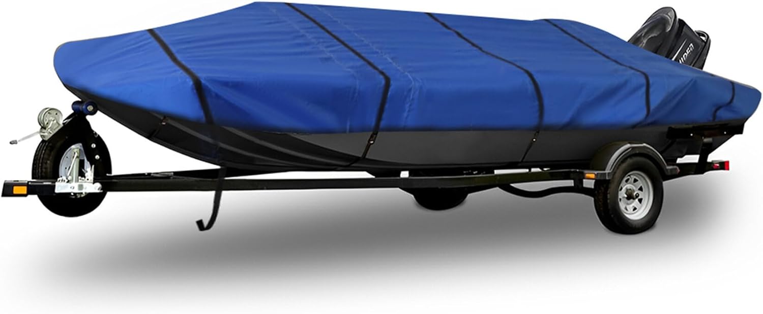 WFLNHB 210D Heavy Duty Trailerable Boat Cover Replacement for Jon Boat-Bule