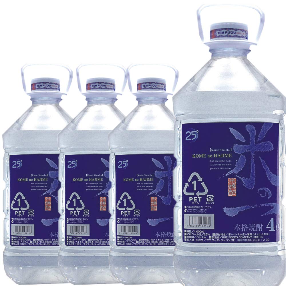 Amazon.co.jp: コスパに魅力！まろやかなテイスト 米焼酎 米の一 4L×4