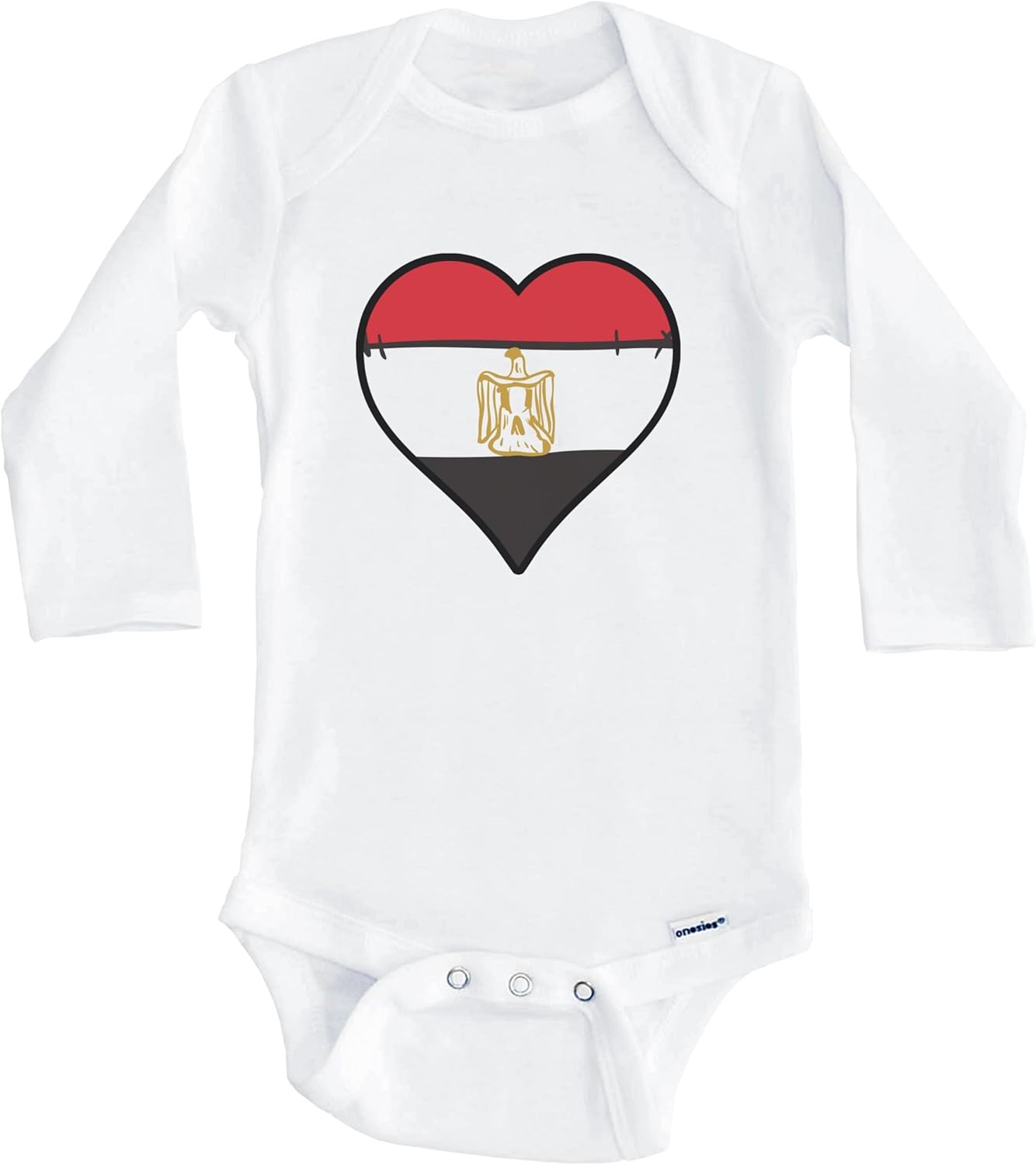 Really Awesome Shirts Egypt Heart Egyptian Flag One Piece Baby Bodysuit (Long Sleeve)