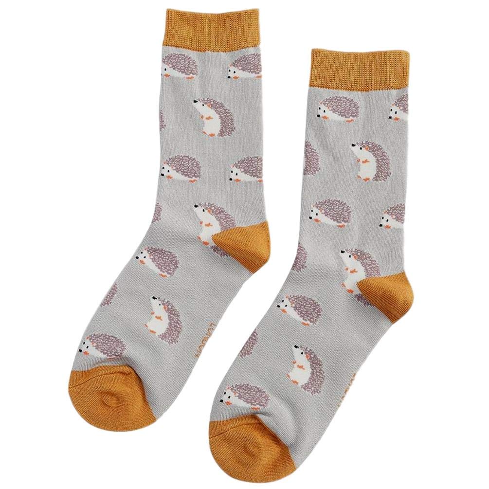 Purple Possum Women's Grey Purple Possum® Hedgehog Socks Cute Hedgehogs Print Bamboo Cotton Blend Uk Shoe Size 4-7 (Grey)