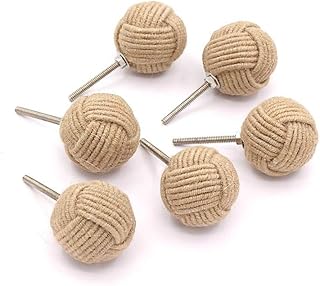 Sponsored Ad - RII 6 Rope Doorknobs Nautical Twisted Decorative Jute, Rustic Rope Knot Drawer Pull and Push, Furniture Han...