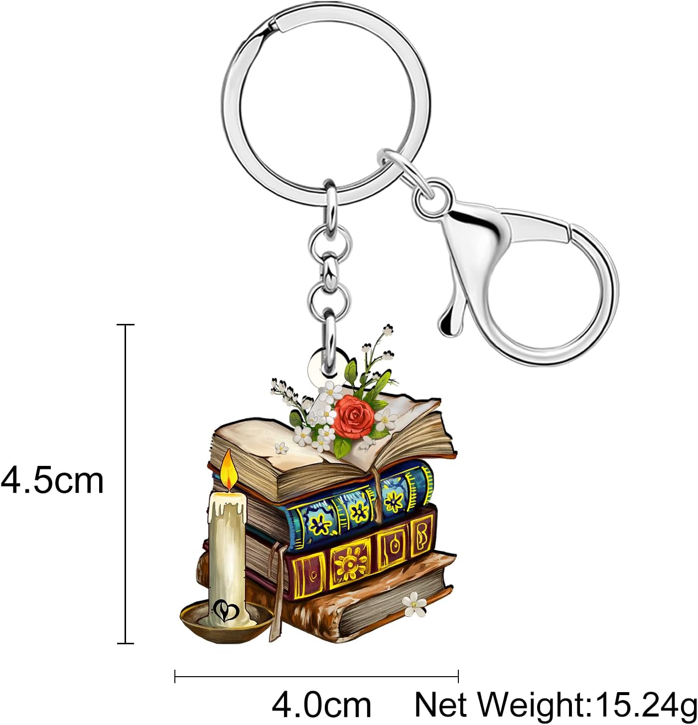 WEVENI Acrylic Book Keychain Bookish Bookworm Gifts for Readers Book Lovers Women Girls Purse Charms Backpack Accessories - Image 6