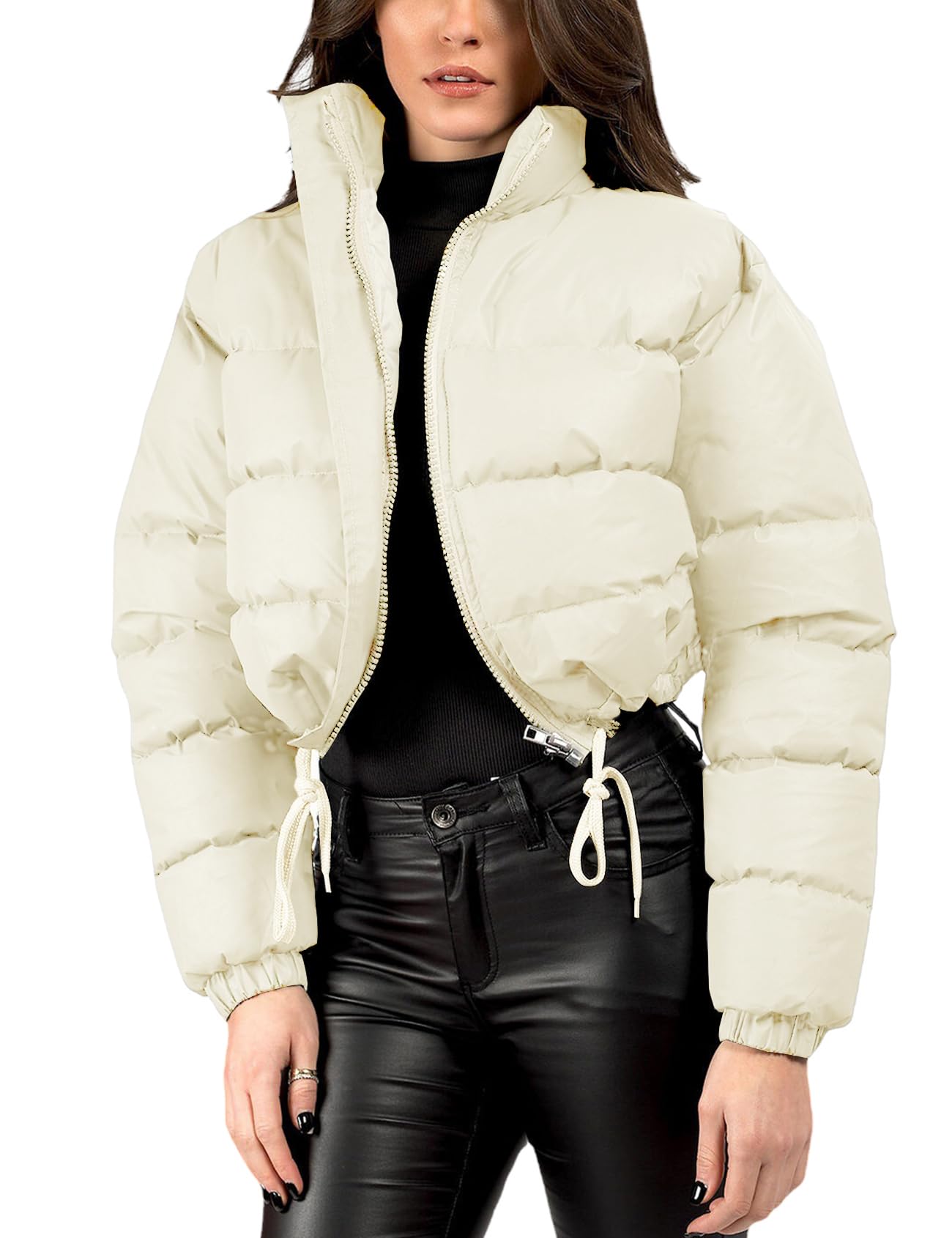 Gihuo Women' s Cropped Quilted Puffer Jacket Outerwear Coats