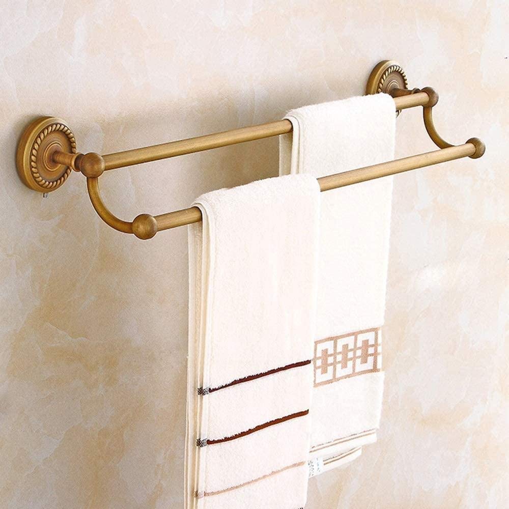 Stendino Portasciugamani - Portasciugamani doppio bipolare Rame retrò/Asciugamani da bagno sospeso WC 61,4 * 13,5 cm Gancio a torre Anello a mano Decorazione Comfortable anniversary