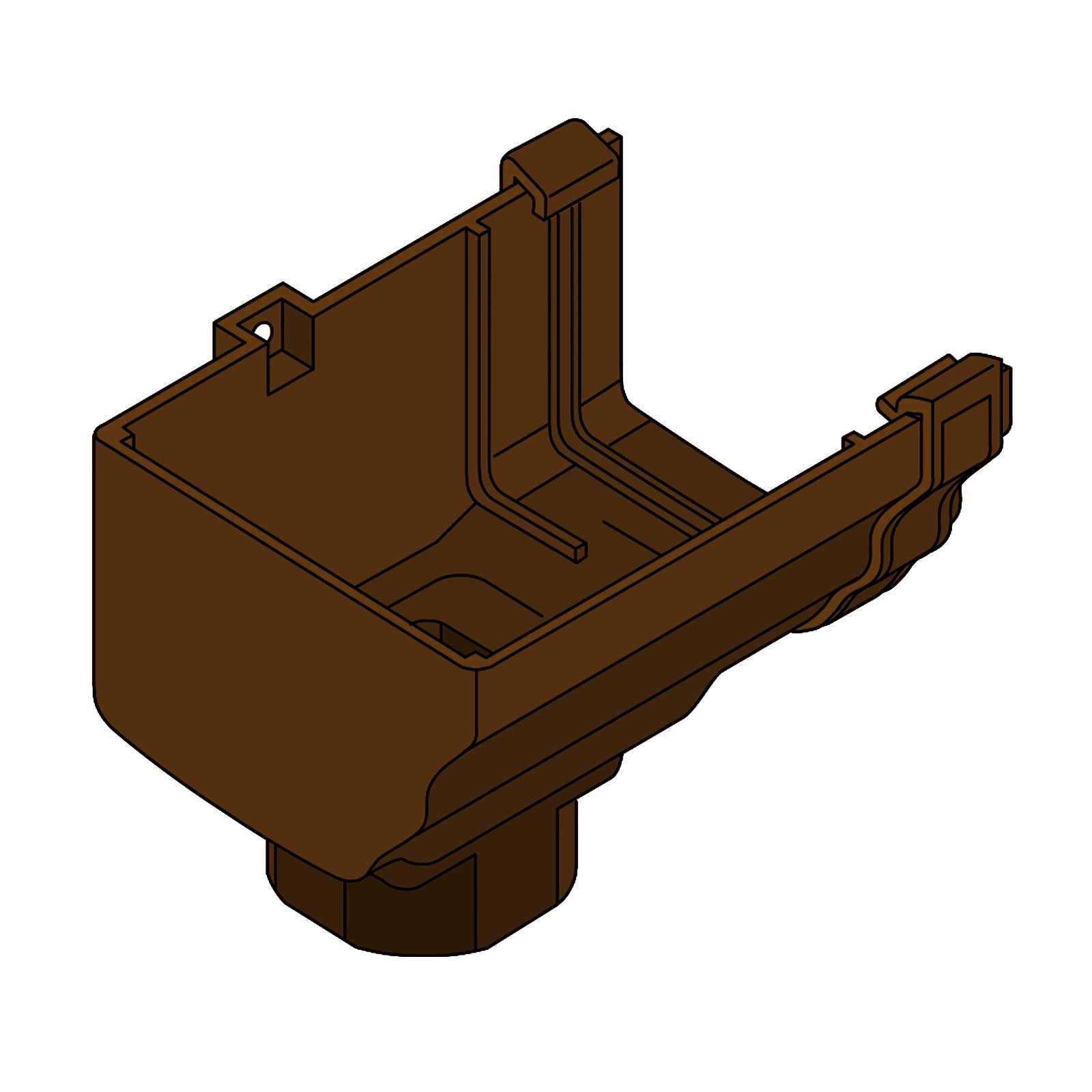 Brown Left Stopend Outlet for Marley Classic Ogee Gutter of Ultraframe Classic Conservatory Roof Guttering