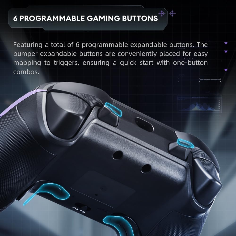 Thunderobot G50S Wireless Gaming Controller 1000Hz Ultra-Low Latency Bluetooth Controller for PC/Switch/Android with Hall Effect Joysticks & Triggers, Gyroscope, and 6 Programmable Buttons [video game]