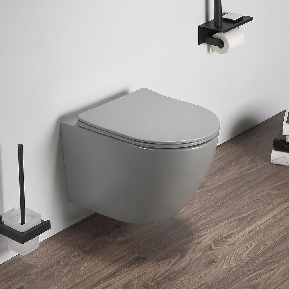 Milano Pebble Elements Curved Wall Hung Toilet Wc Pan Soft Close Seat