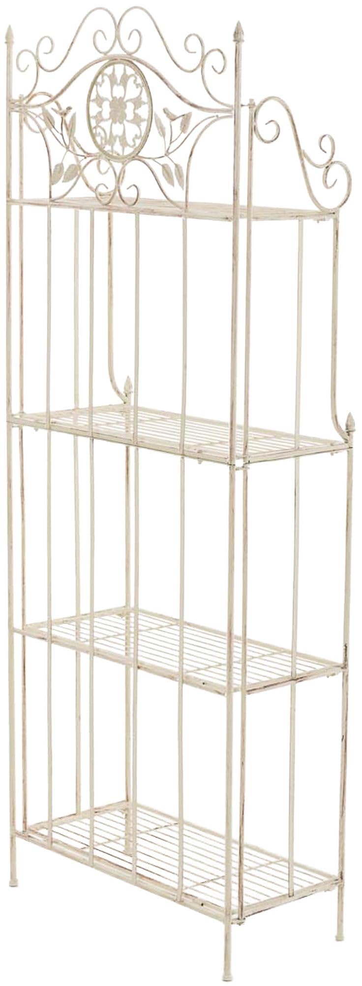 CLP Pflanzenregal Metall klappbar Flora, Blumenregal 4 Ebenen, Standregal im Landhausstil, für Garten, Balkon, Terrasse, Indoor & Outdoor, Farbe:antik-Creme