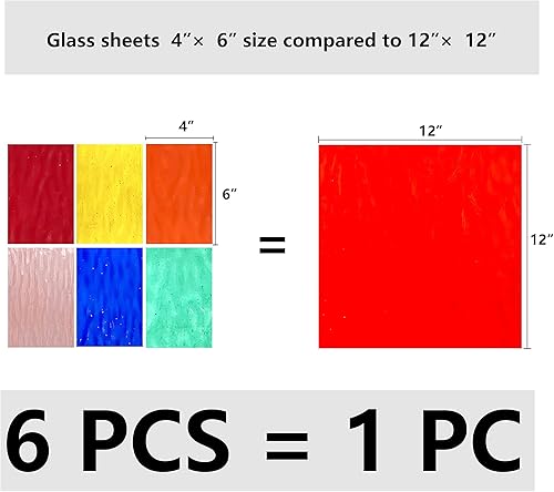 Miniatura 3 de Unicoshape Hojas de mosaico de vitrales de 12 x 12 pulgadas, paquete de 6 (total 5.8 pies cuadrados), coloridas hojas de arte y manualidades para