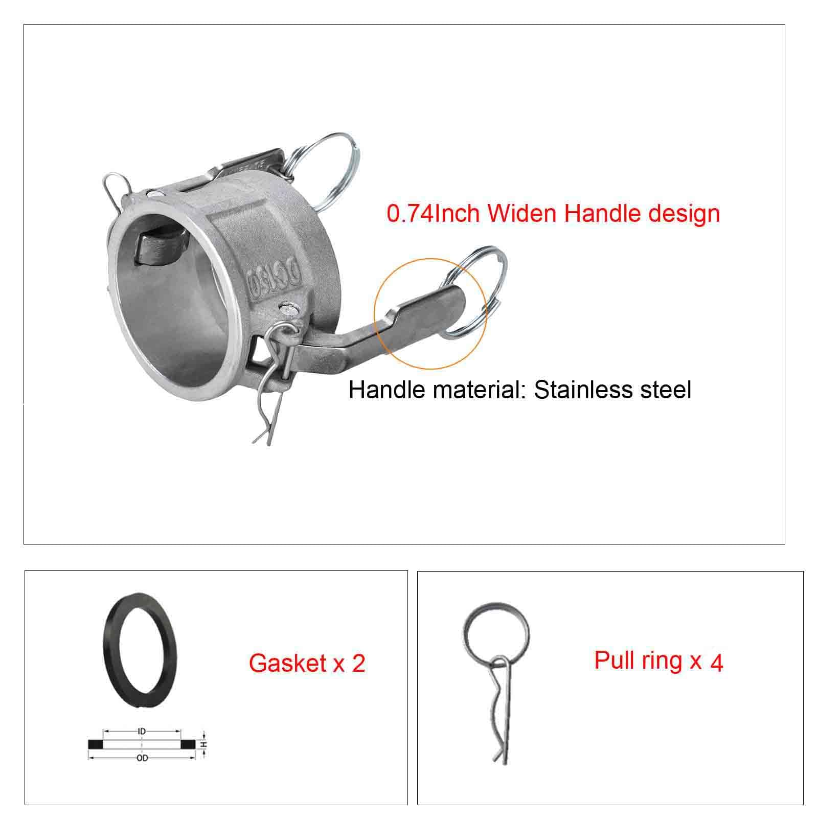 Acoplamientos Camlock tipo DC de 1 1/2 pulgadas, tapa antipolvo de aluminio, accesorios de manguera de ranura de leva (tipo CC 1.5 pulgadas)