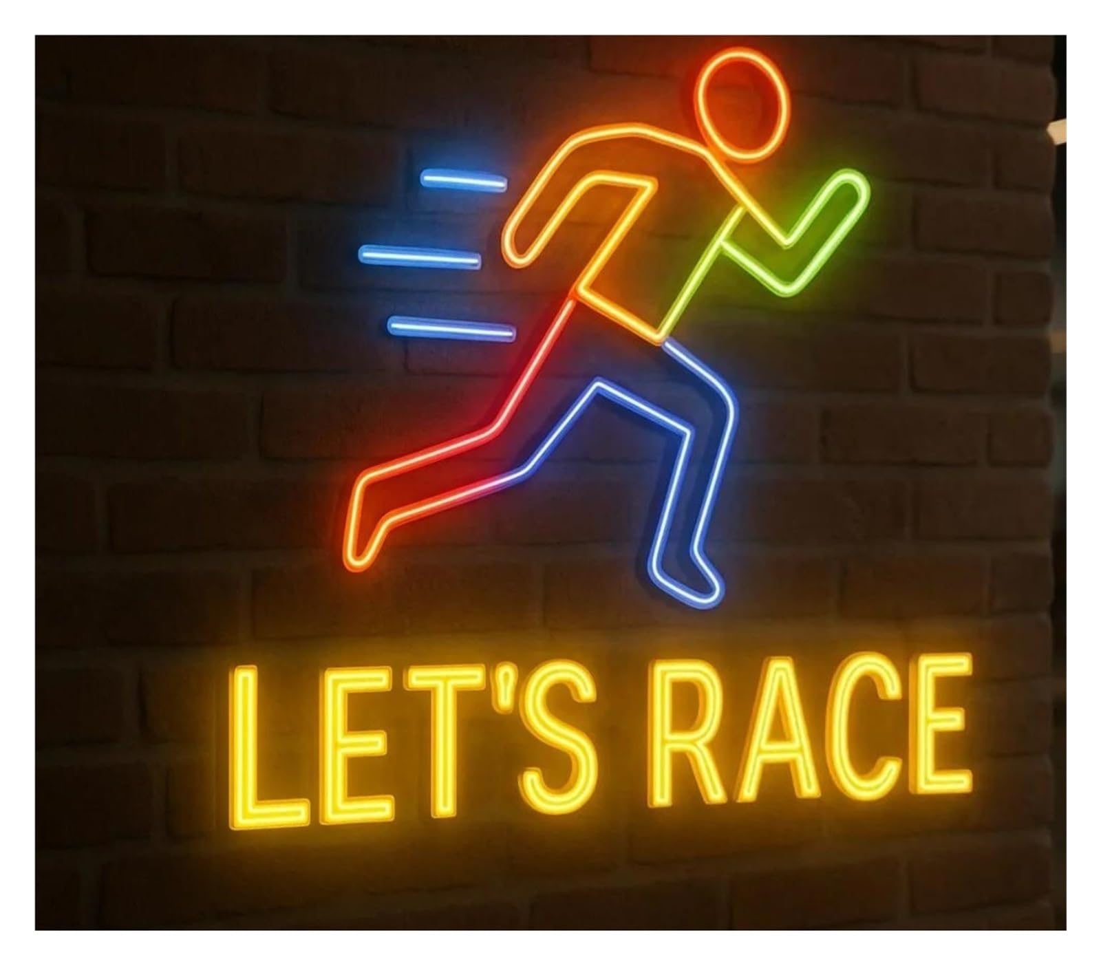 SHOUXI Sign Lamp Let's Race Neon Sign Dimmable for Party,Gym,Fitness Club,Game Room Decor Atmosphere Wall Decoration 50cm(B)