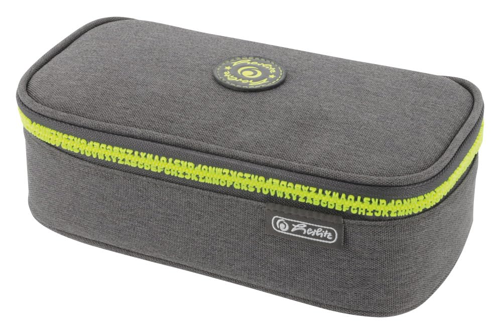 Herlitz Beatbox Pencil Case, Grey/Yellow, Pack of 1, Grey/Yellow, Pencil case