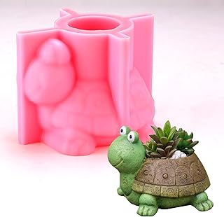 Anjetan 3D Tortoise Silicone Flower Pot Molds, Candle Pen Holder Mold Storage Box, Turtle Succulent Planter Concrete Molds DIY Cactus, Plaster Cement Clay Resin Craft Home Decor