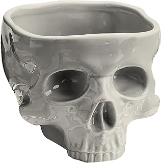 Skull Bowl - Bol à soupe gothique, Bol à collation moderne, Ustensiles squelettes, Bol à apéritif | Bol de service de collation en forme de crâne en forme d'os, couverts en céramique pour bonbons d'ha