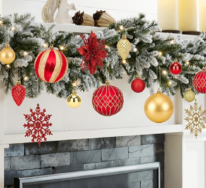 Juego de adornos para árbol de Navidad, bolas de Navidad rojas y doradas inastillables para colgar Rojo & Oro,Champán y