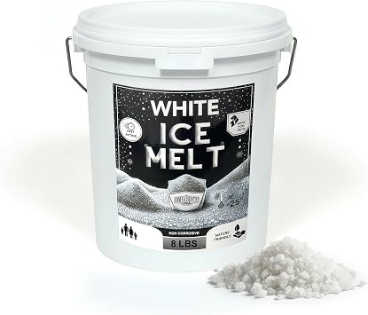 Peach Country White Ice Melt Pet Friendlier مزيل الجليد الصديق للبيئة، حبيبات سريعة المفعول للممرات والممرات والمداخل، دلو 8 رطل