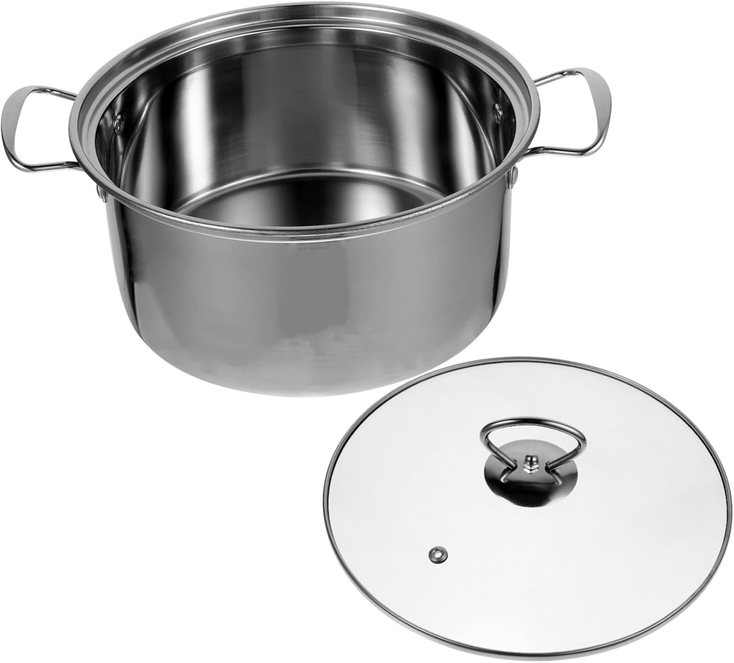 OUNONA Right Angle Soup Pot Stainless Steel Non-stick Cooking Pot Saucepan Lid Versatile Kitchen Accessory