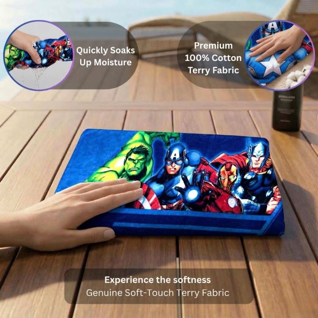 Athom Living Marvel Blue 350 GSM 100% Cotton Kids Bath Towel 60x120 cm 2