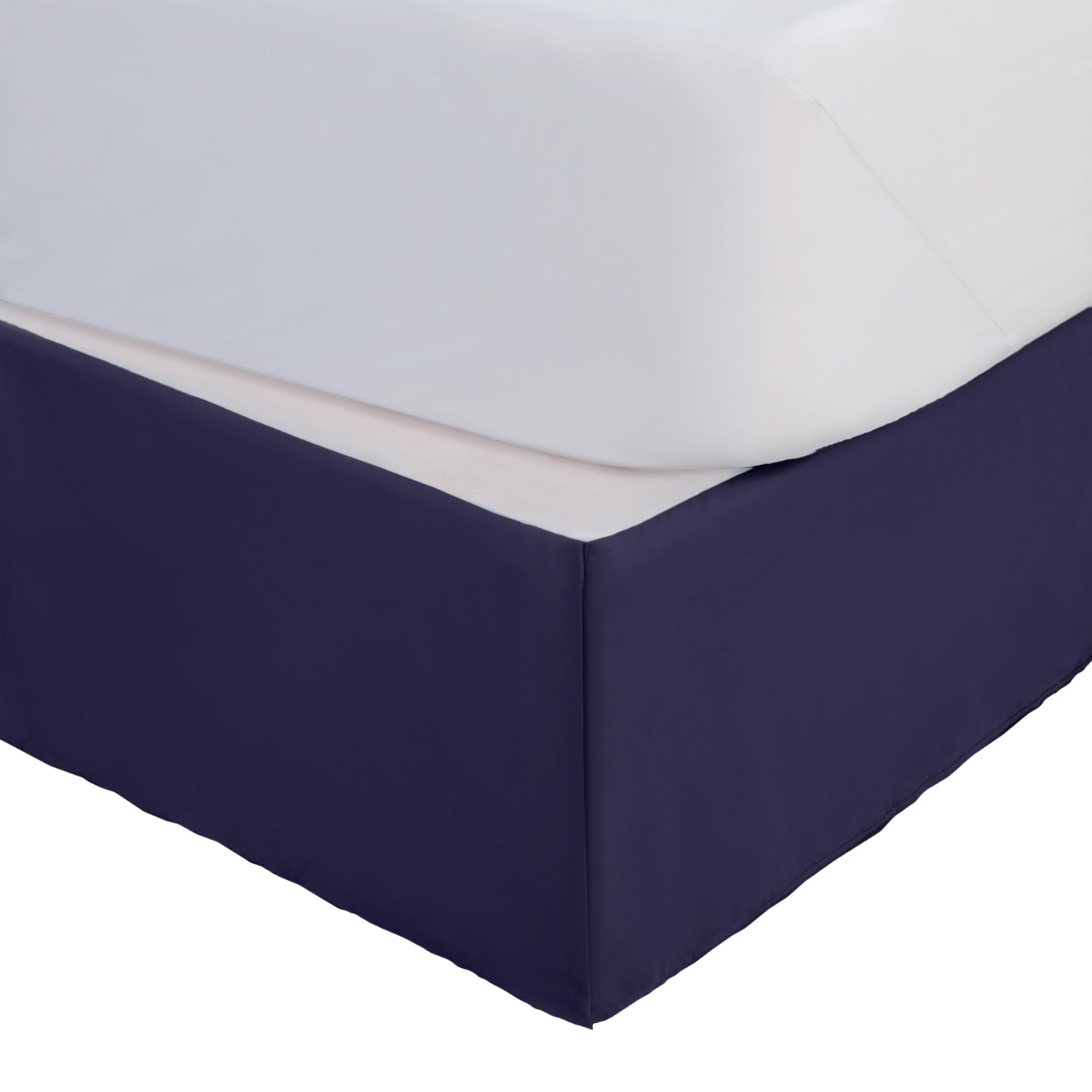 Martex King Size Inverted Pleat Bedskirt - 15” Drop - Pleated Bed Skirt - Hotel Luxury Style - Easy Care - Microfiber Bed Skirt – Navy-picture-24