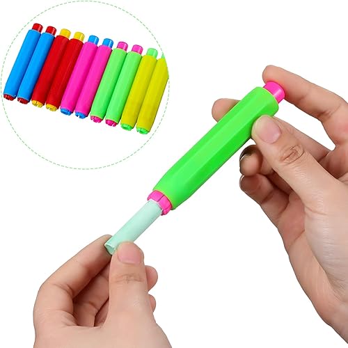 Miniatura 3 de Outus 10 clips de tiza de plástico coloridos ajustables con estuche de almacenamiento y 2 borradores magnéticos para pizarra blanca, garabatos,