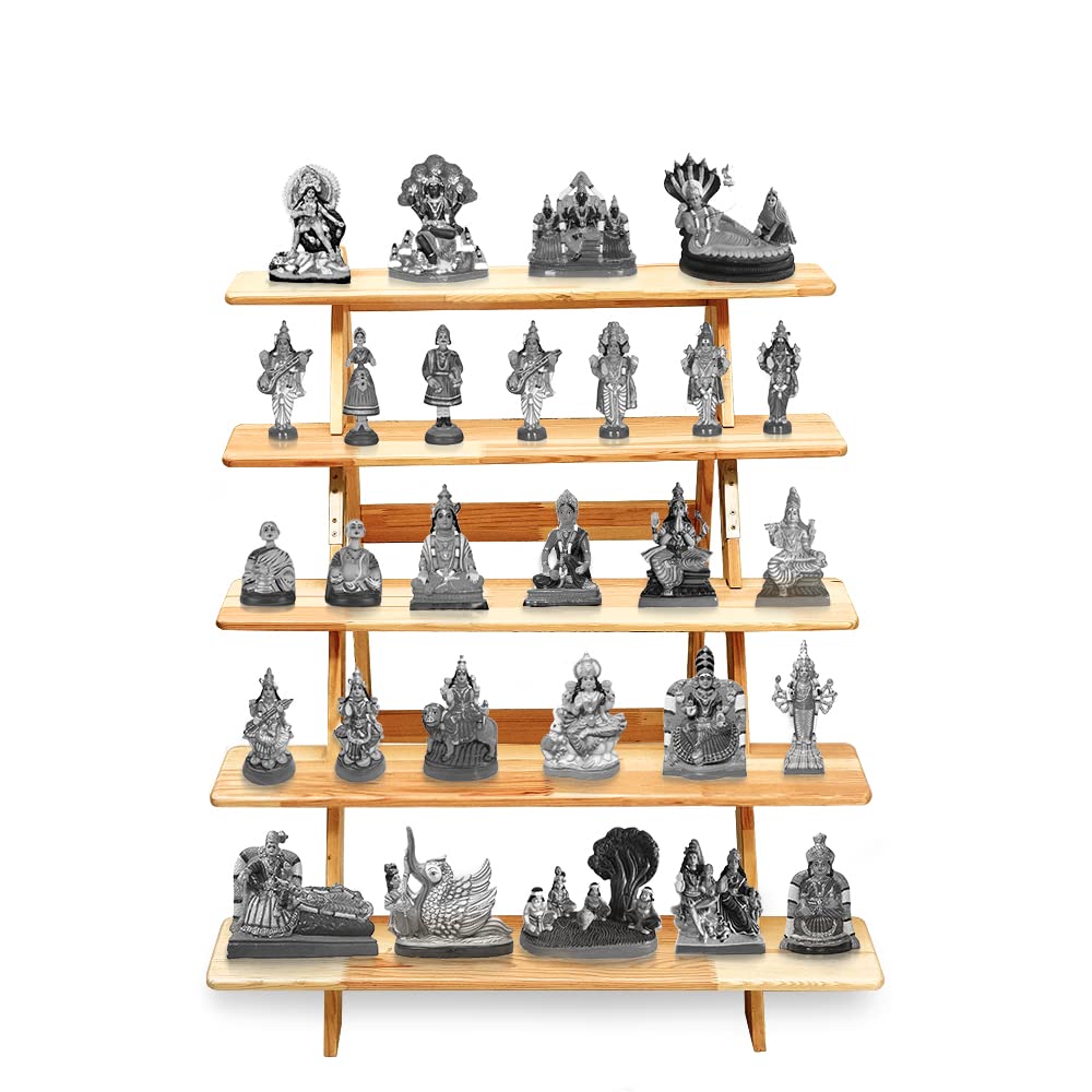 SOLVD-IN-BOX 5 Steps Navarathri Kolu Padi Golu Stand Mini Navratri Gollu Padi Navaratri Kollu Stand Navrathri Golu Rack Angle Slotted Display Rack, Gollu Padi Stand, Navarathri Kolu Stand Dismantlable-image-2