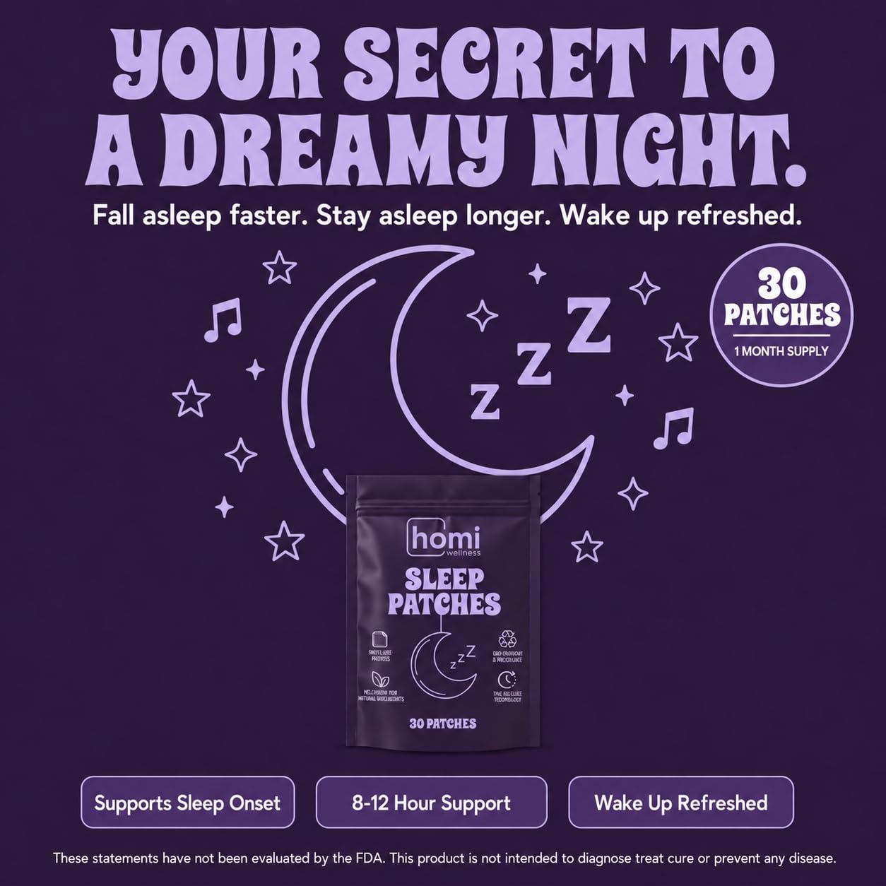 Sleep Patches | Melatonin 5mg + Magnesium Glycinate | Transdermal Sleep Support Patch | 8–12 Hour Time-Release | L-Theanine Glycine Chamomile Lavender | 30 Night Supply — Amazon image 2