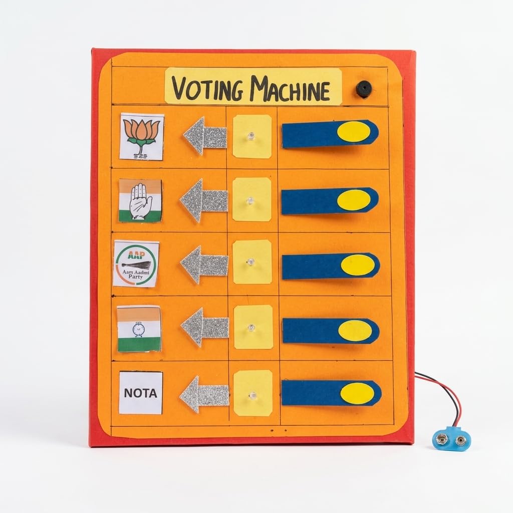 Electronic Voting Machine (EVM) Working Model for School Project | Science Exhibition STEM Kit | Educational Election Awareness Demo with Buttons & Candidate Panel for Students-image-46