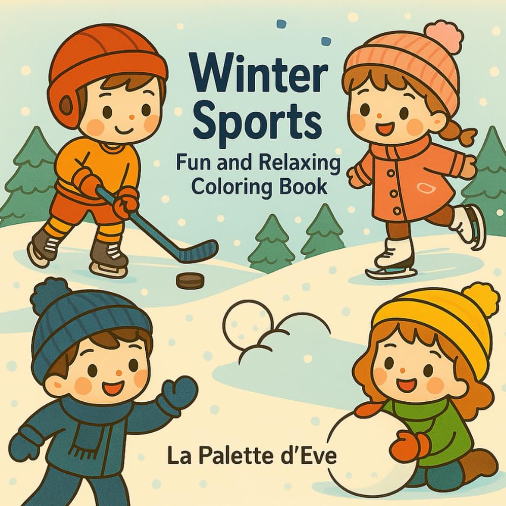 Kawaii Winter Sports – A Fun and Relaxing Coloring Book for Kids and Adults: Cute and cozy winter scenes to color – skating, sledding, hockey, snowball fights and more!