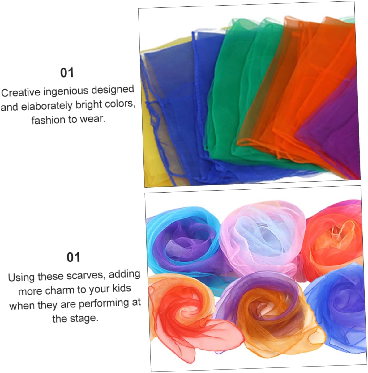 LIFKOME 20pcs Dance Performance Scarves Lightweight Stage Accessories for Kindergarten Elegant Silk Feel for Dance and Performances
