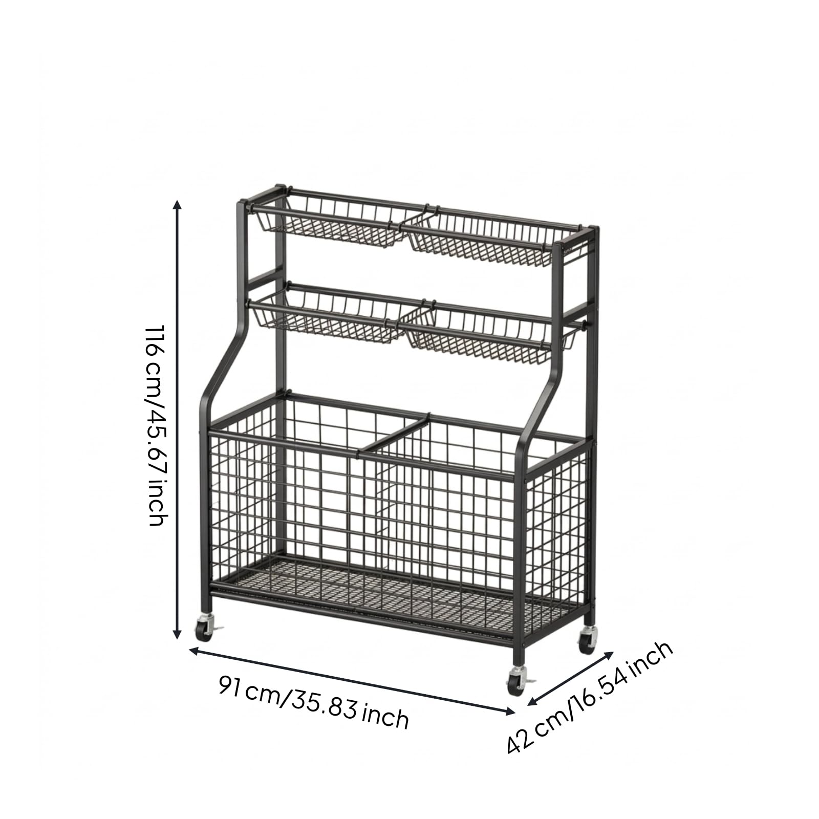 Amagogo Scaffale Porta Palloni Carrello Scaffalatura Organizzatore Contenitore in Acciaio al Carbonio con Cestelli a Rete Traspirante Struttura Robusta E