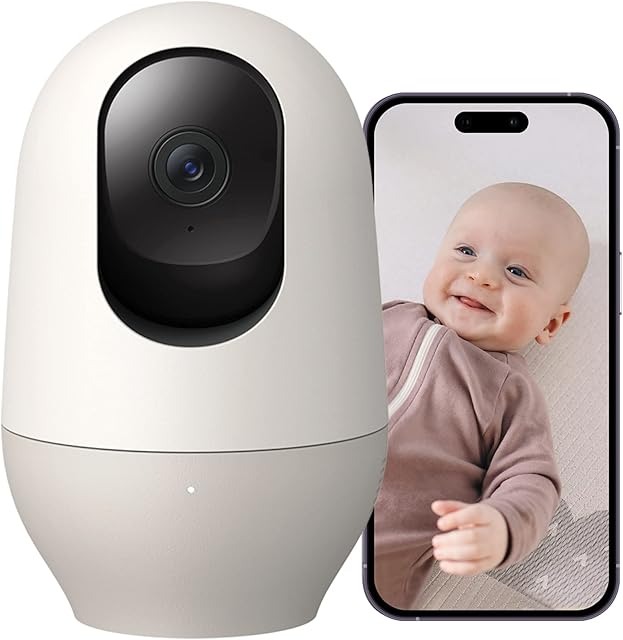 nooie 2K Smart Baby Monitor WiFi Baby Camera, 360° Pan/Tilt Video Baby Camera Nanny, with 2-Way Audio, Night vision, Motion Tracking, SD Storage, Device Sharing Works with Alexa & Google Home